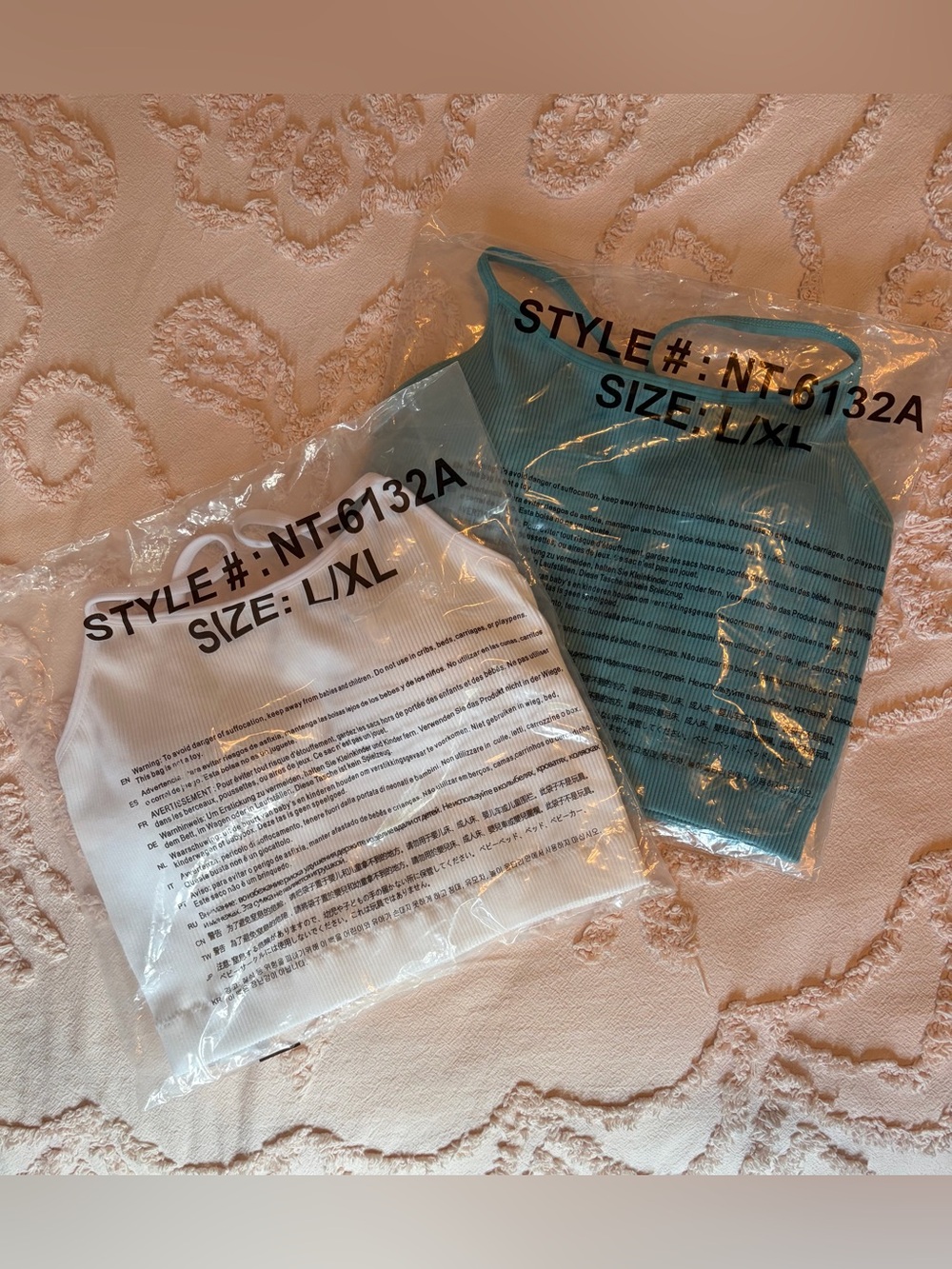 Zenana Ribbed Tank Tops - White & Teal (L/XL)